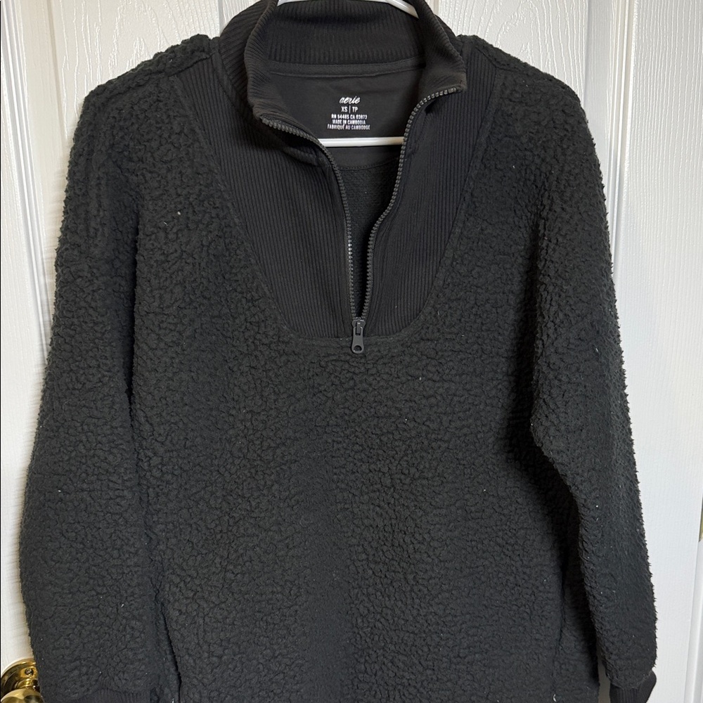 Aerie Black Half-Zip Sweater